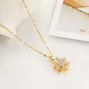 18k Gold Plated Pink Snowflake Necklace