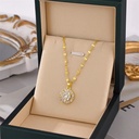 18k Gold Plated Round Pendant Rhinestone Necklace