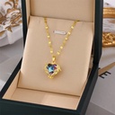18k Gold Plated Obsidian Heart Pendant Necklace