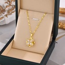 18k Gold Plated Rotating Flower Pendant Necklace