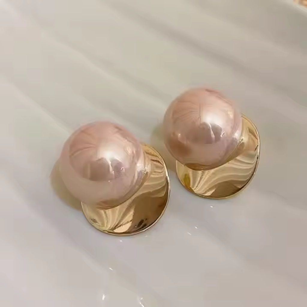 Minimalist Pink Pearl Stud Earrings