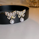 Butterfly Rhinestone Drop Earrings