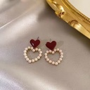 Elegant Pearl Heart Stud Earrings