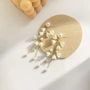 Elegant Flower Tassel Earrings with Faux Pearl