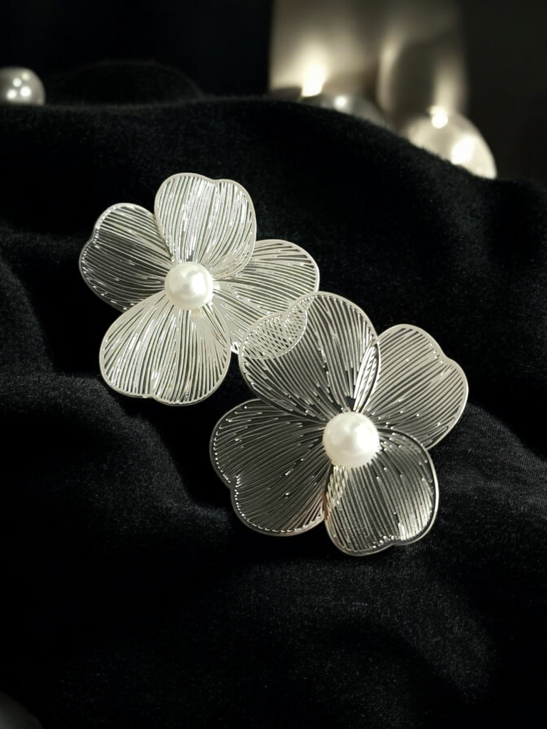 Elegant Silver Flower Earrings