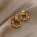 Elegant Retro Gold Circular Pendant Drop Earrings
