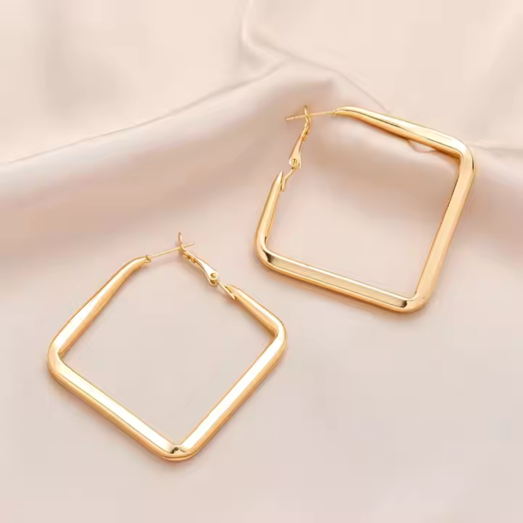 Chic Retro Geometric Square Hoop Earrings