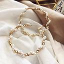 Retro Twisted Pearl Hoop Earrings