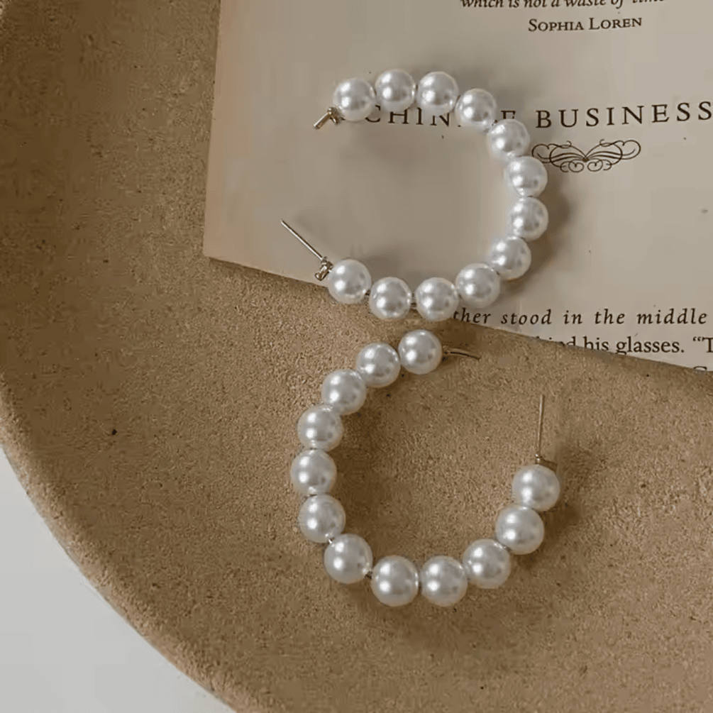 Elegant Pearl Delight Circular Hoop Earrings
