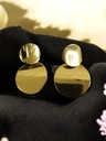 Double Disk Gold Drop Earrings
