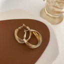 Retro Twisted Gold Hoop Earrings