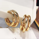 Triple-Layered Korean Gold Hoop Earrings