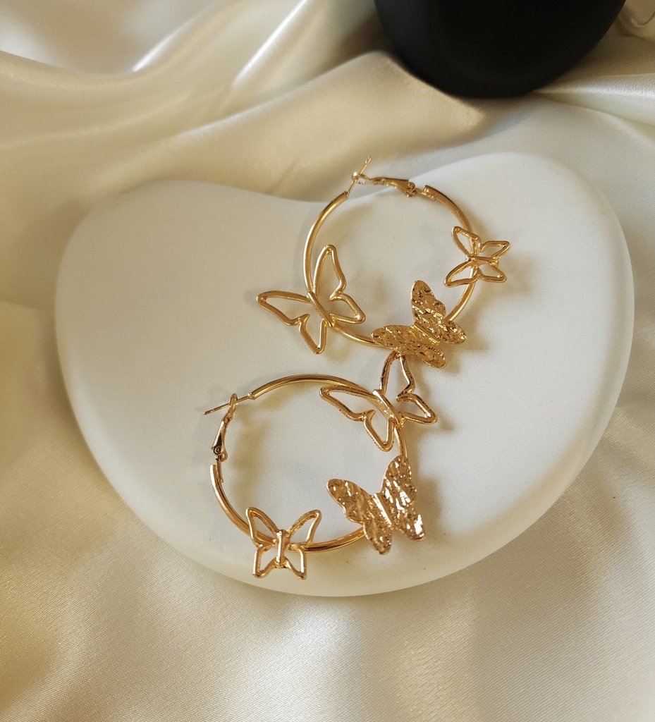 Chic Gold Butterfly Hoop Earrings