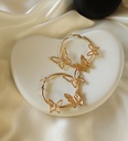 Chic Gold Butterfly Hoop Earrings