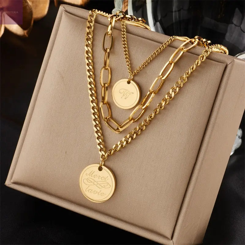 Elegant Triple-Layered Coin Vintage Necklace