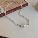 Collar Pearl Necklace(Silver)