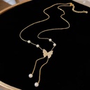 Elegant Butterfly Pearl Necklace
