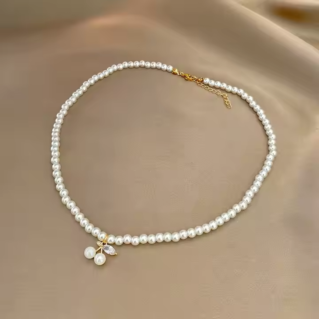 Retro Cherry Pearl Necklace