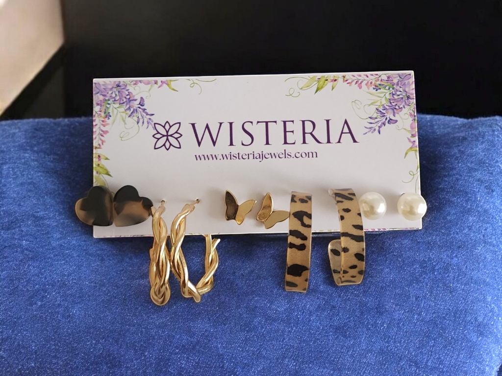 Set Of 5 Classic Studs & Hoop Earrings