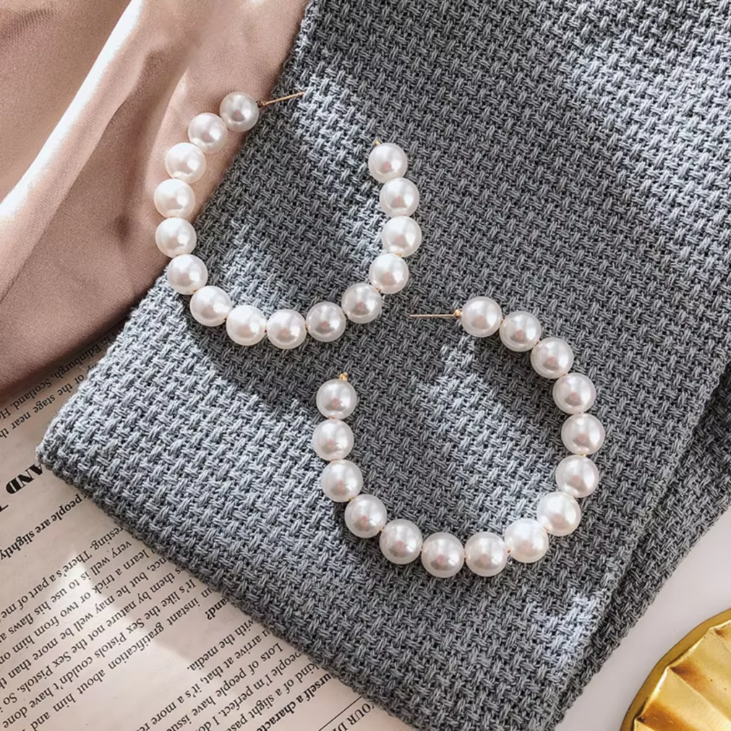 Classic Pearl Accent Hoop Earrings