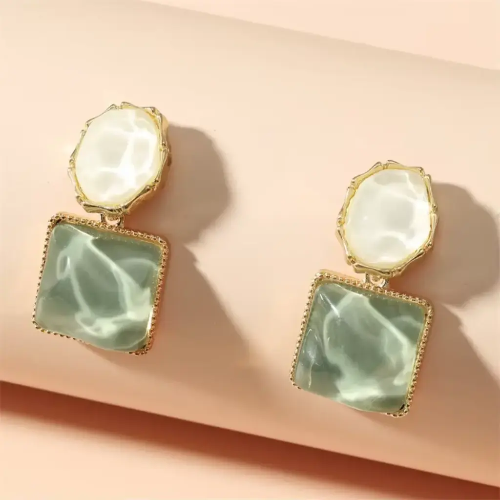 Water Wave Pattern Square Drop Earrings