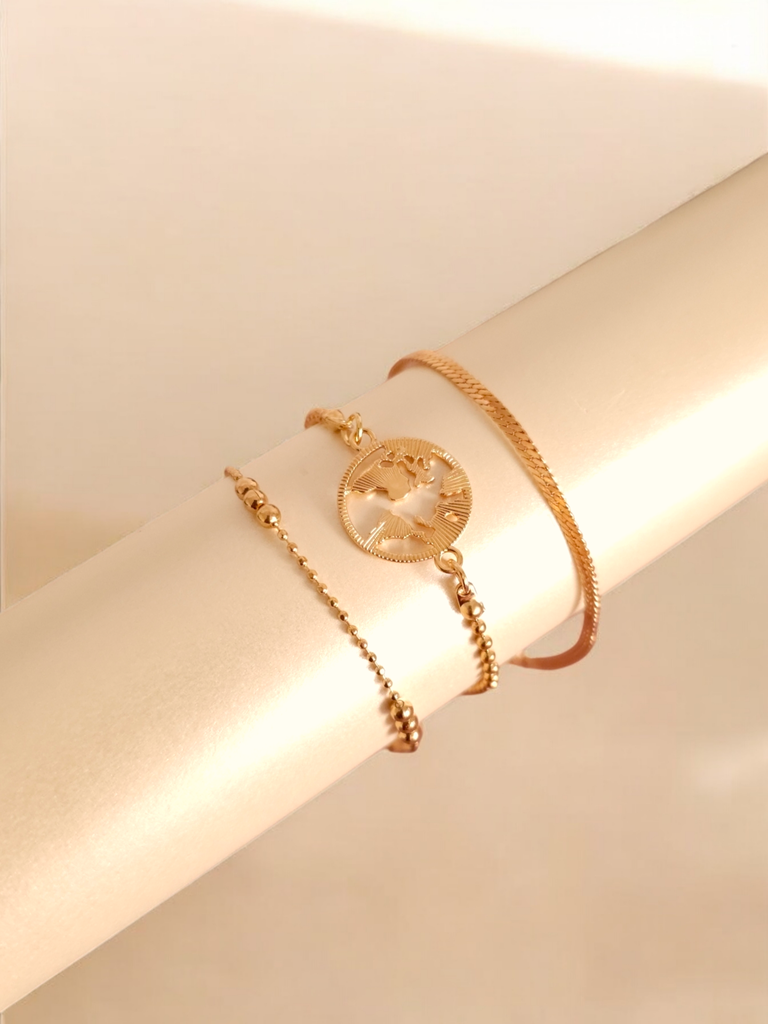 Nature's Harmony Bracelet Trio with Earth-Inspired Pendants