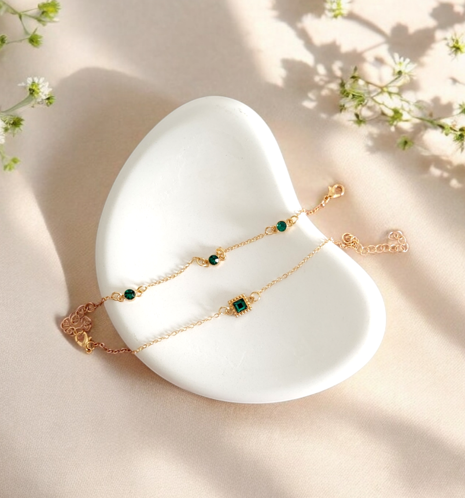 Emerald Elegance Bracelet Duo