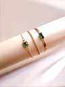 Emerald Pendant and Chain Bracelet Set