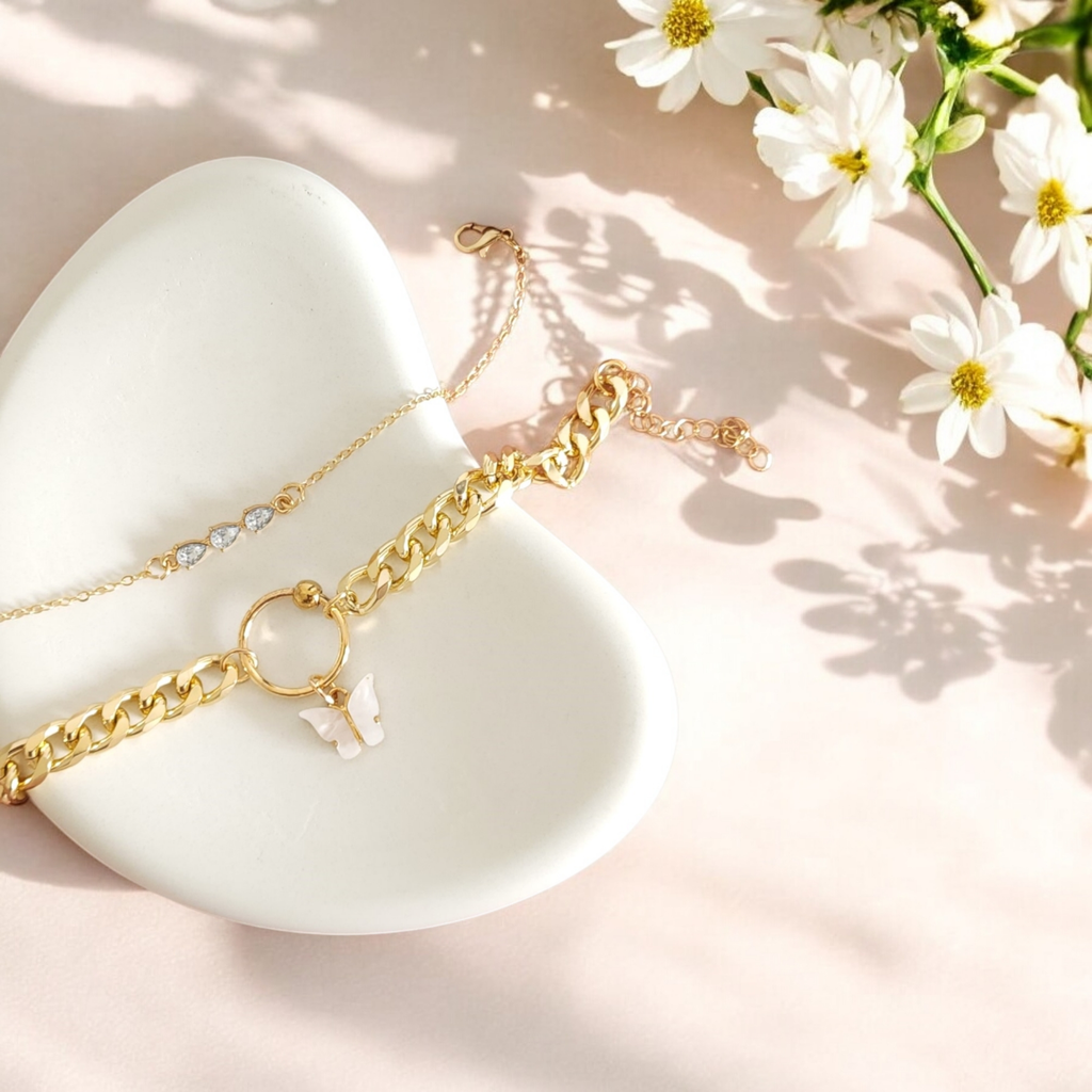 Butterfly Duo Gold Bracelet Set