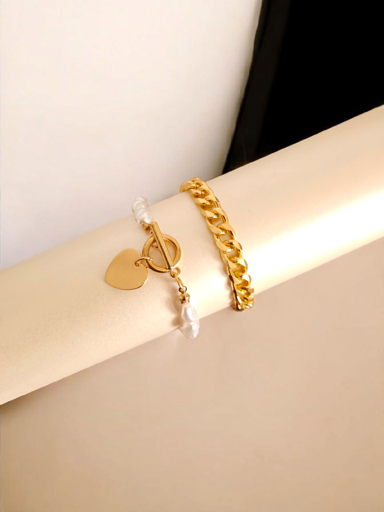 Eternal Love: Pearl Heart Pendant Bracelet