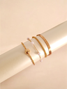 Elegant Gold and Pearl Bracelet Set - Four-Piece Collection