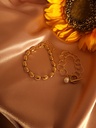 Elegance Unbound: Pearl Pendant & Oval Chain Bracelet Set