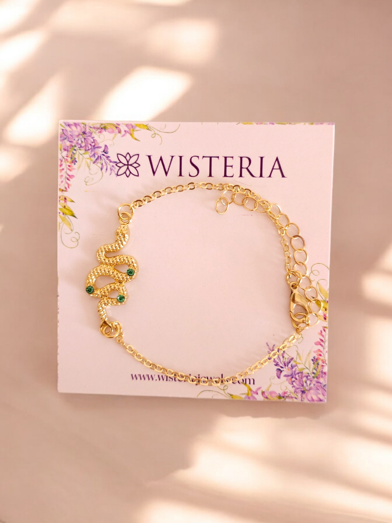 Emerald Serpent Bracelet with Snake Pendant