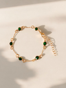 Golden Elegance Bracelet with Delicate Green Stone