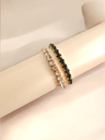 Sparkling Emerald & Rhinestone Expandable Bracelet Duo