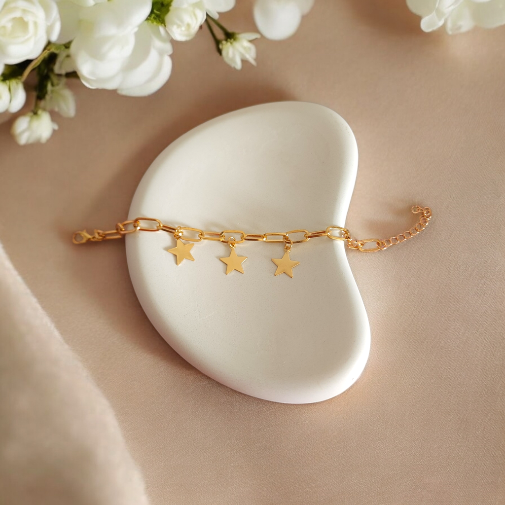 Celestial Charm Bracelet with Star Drop Accent