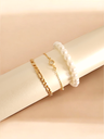 Lustrous Trio: Pearl, Rhinestone, and Medium Chain Bracelets