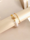 Dual Charm Bracelet Set: Half Pearl & Chain Design