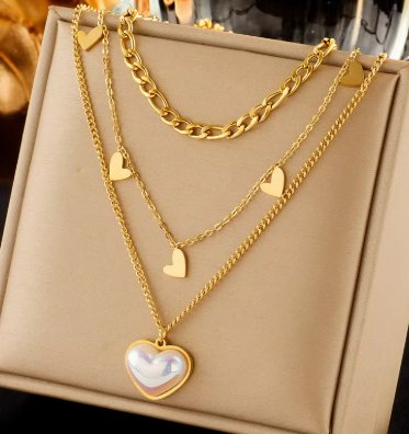 Heartfelt Elegance: Layered Heart Charm Necklace 