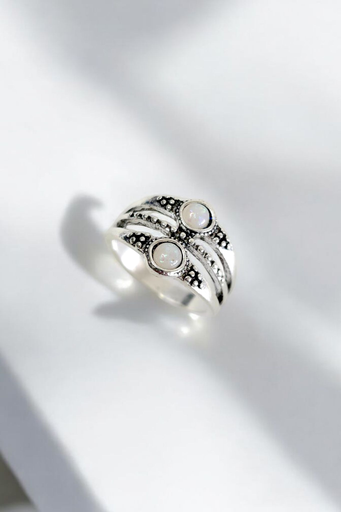[RG-553-434-Slv-7] Twin Moonstone Trails Ring  