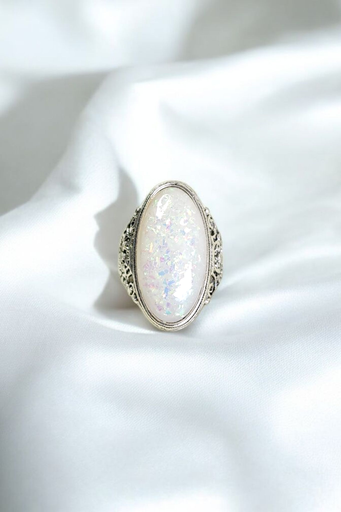 [RG-571-452-Slv-9] Celestial Dream Oval Opal Ring  