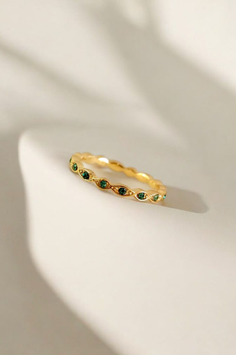 [RG-585-466-Gol-8] Verde Wave Ring  